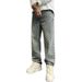 Suitable For All Seasons Trendy Brand Design Cross American High Street Jacquard Youth Men's Jeans Loose Straight Fit_mkmklike.com