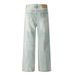 Men's Ripped Jeans Casual Long Trendy Punk Wasteland Light Washed Distressed Loose Wide-Leg Straight Pants_mkmklike.com