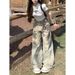 Women's Clothing Hot Girl Retro Distressed Ripped Wide Leg Jeans Women's High Waist Loose Slim Straight Trousers Trendy_mkmklike.com