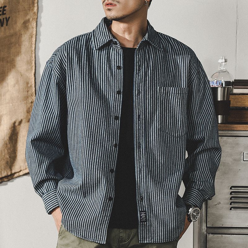 Men's Clothing Long Sleeve Japanese Loose Large Size Denim Shirt Men's Spring And Autumn Thin Jacket Men's Trend_mkmklike.com