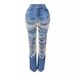 Trendy Girl Closet Trendy Girl Closet Trendy Girl Closet Spicy Girl Summer European And American Cross-Border Distressed Heavy BeadedPantsWomen JEANS_mkmklike.com