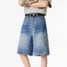 Men's Clothing Men's Black Lightning Striped Ripped Denim Shorts Washed Five Point Summer Style Trendy High End Fashion Pants_mkmklike.com