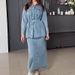 Women's Clothing Fashion Distressed Washed Casual Denim Tops and Skirts Suits _mkmklike.com