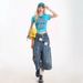 Women's Clothing Cow Embroidered Denim Cropped Pants For Women Loose Straight Leg Casual Versatile Wide Leg Trousers Summer Fashion_mkmklike.com