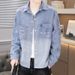 Men's Denim Collar For Spring Autumn, Teenage Student Shirt, Loose And Thin, Trendy Long Sleeved Shirt Jacket_mkmklike.com