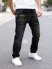 Men's Clothing Style Men's Jeans, New Style Stretch Black Men's Jeans, Slim Fit, Paint Painted Men's Jeans, Trendy And Unique Pants._mkmklike.com