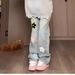 American Spring And Autumn Retro Flower Embroidered Jeans High Waist Design Loose Straight Wide Leg Trousers Ins Tide_mkmklike.com