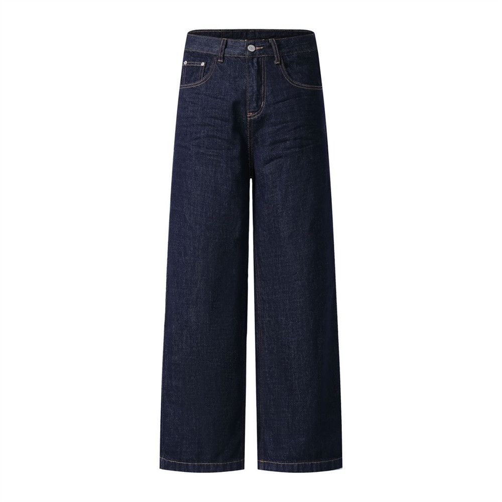Men's Denim Trendy Brand High Street Simple Basic Style Versatile Dad Loose Casual Straight Pants_mkmklike.com