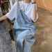 K Cowboy Shoulder Strap Skirt, Women's Design Sense, Niche Temperament, Suspender Skirt, Loose Dalian Clothing, Long Skirt_mkmklike.com