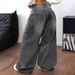 Women's Wide Leg Extra Long Jeans Distressed Washed Grey Casual Loose Trousers Floor Length Amazon E Commerce_mkmklike.com