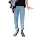 Suitable For All Seasons Vibe Style Men Dark Blue Washed Gradient Jeans High Street Straight Slim Fit Flared Pants_mkmklike.com