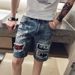 Men's Ripped Denim Shorts Trendy Half Length Distressed Five Point Unique Beggar Shorts Summer Collection_mkmklike.com