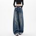 Scimitar Wide Leg Jeans for Women Loose Fit Slimming Versatile Floor Length Sickle Shaped Pants American Retro Style New Summer 2025_mkmklike.com
