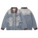 Splicing Denim Jacket Men's Design Sense Jacket For Teenagers, Casual Windproof, Washed And Worn_mkmklike.com