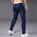 Men's Dark Wash Slim Fit Ripped Jeans - High Street Stretch Cropped Denim With Distressed Details (S-2XL)_mkmklike.com