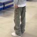 2024 New Loose Wide-Leg Multi-Pocket Jeans Men's Trendy Straight Pleated Cargo Pants_mkmklike.com