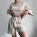 Women's casual suits for women half-sleeved round neck loose short-sleeved drawstring shorts two-piece suit_mkmklike.com