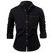 Classic Denim Shirt For Men - 100% Cotton, Wrinkle-Free, Long Sleeve Casual Jacket, Retro Style, Breathable & Comfortable (S-4XL)_mkmklike.com