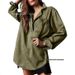 Women's Clothing V-Neck Denim Jacket – Trendy Long Sleeve Overshirt (Casual, Lightweight & Versatile Layering Piece)_mkmklike.com