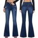 Women's Clothing Slim Denim High Elastic Bell Bottom Pants_mkmklike.com
