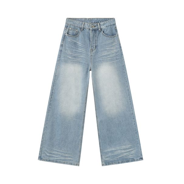 Men's Clothing Summer New Arrivals Washed Crease Design Distressed Light Blue Jeans_mkmklike.com