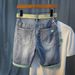Men's Trendy Straight Leg Denim Shorts Summer Five Point Pants Embroidered Rolled Up Hem Slim Fit Mid-Length Riding Breeches_mkmklike.com