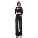Black And Gray High-waisted Wide-leg Jeans For Women, 2026 Spring-summer New Style, Versatile, Loose, Drapey_mkmklike.com