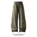 American-style Striped Patchwork Straight-leg Work Pants For Men, Autumn Trendy Brand Washed Pleated Casual Pants, Loose_mkmklike.com