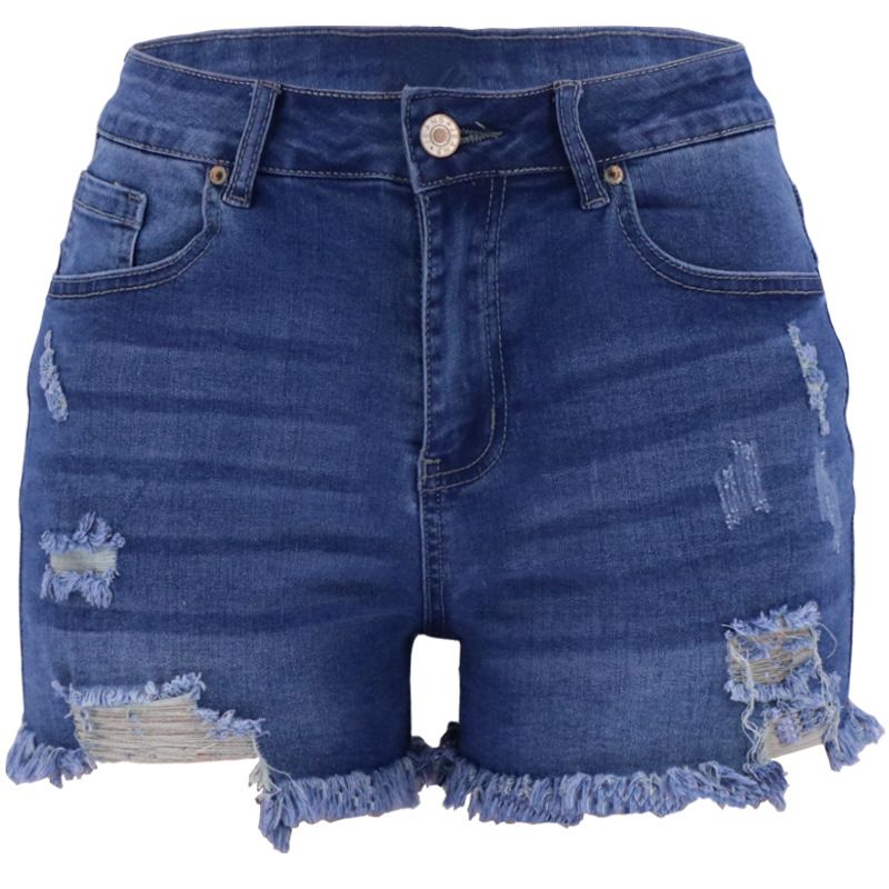 Women's Clothing E Commerce Trendy Four Color Ripped Butt Lifting High Waist Women's Denim Shorts_mkmklike.com