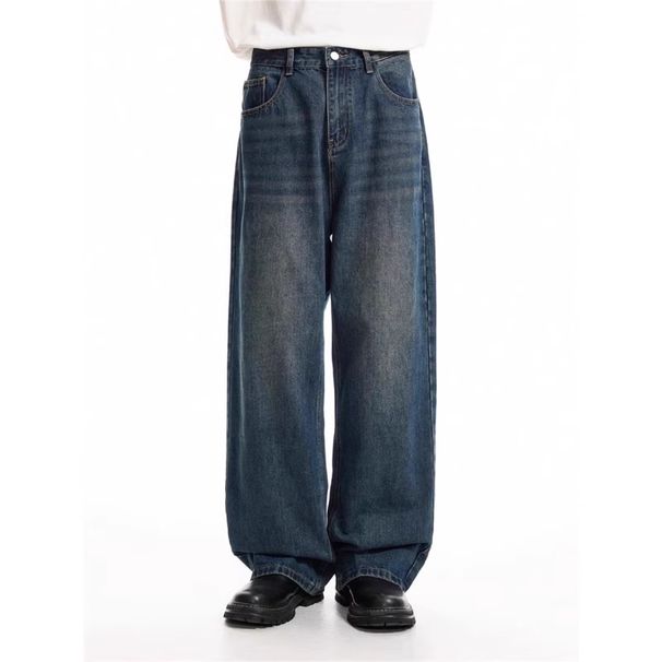 Men's Clothing Vintage Washed Straight-Leg Jeans For Men – Relaxed Fit Distressed Denim Pants With 5-Pocket Design & Mid-Rise Waist_mkmklike.com