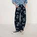 Casual Loose-Fit Mid-Rise Women's Jeans – Funky Patchwork Denim With Playful Prints (Blue Hearts, Stars, Floral, Cat, Doodle, Black Floral)_mkmklike.com