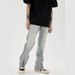 Nordmann European And American Style Yellow Mud Dyed Light Washed Vintage Zipper Jeans Elastic Straight Loose Long Pants For Men_mkmklike.com