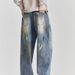 Unisex American High Street Straight Leg Jeans Graffiti Print Loose Fit Retro Trendy Pants Stylish Summer Cross Border E Commerce_mkmklike.com