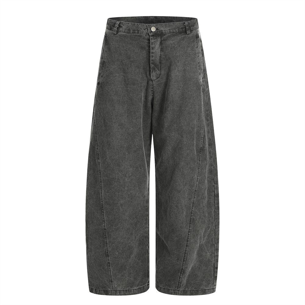 American Simple Jeans For Men Loose Trendy Brand Vibe Style Personality Deconstructed Washed Versatile Wide-Leg Pants_mkmklike.com