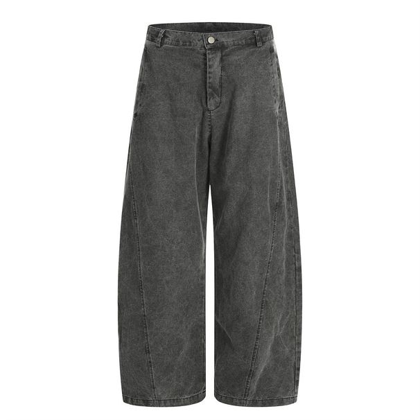 American Simple Jeans For Men Loose Trendy Brand Vibe Style Personality Deconstructed Washed Versatile Wide-Leg Pants_mkmklike.com