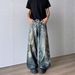 Vintage American Style Candy Chain Denim Pants For Men, Straight Leg Wide Trousers, Casual Long Pants For Spring And Autumn_mkmklike.com