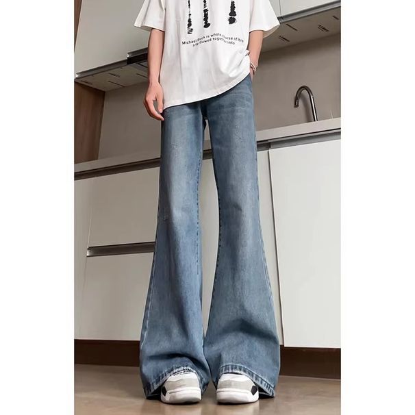 "Men's Streetwear Bootcut Jeans – Flared Wide-Leg With Draped Fabric (Trendy & Relaxed Fit)"_mkmklike.com