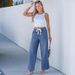 K New Straight Leg Jeans For Women, Loose And Comfortable Lace Up, Casual And Elastic High Waisted Pants_mkmklike.com