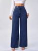 K Versatile Straight Tube Loose High Waisted Double Button Solid Color Women's Jeans_mkmklike.com