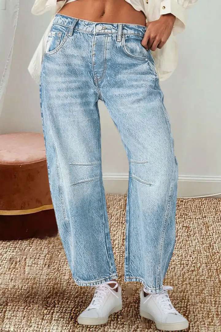 Women's Clothing Retro Banana Pants Loose Machete Trousers Wide Leg Pants Mid Waist Straight Jeans For Women_mkmklike.com