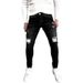 Slim Fit Distressed Denim Jeans For Men - Frayed Edges & Vintage Wash (Black/Blue, S-2XL)_mkmklike.com