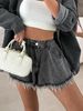 K European And American Style High Waisted Umbrella Shaped Denim Shorts For Women_mkmklike.com