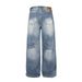 Washed Gradient Jeans For Men Loose Wide-Leg Floor-Length Split Patchwork Design Casual Straight-Leg Pants Trendy_mkmklike.com
