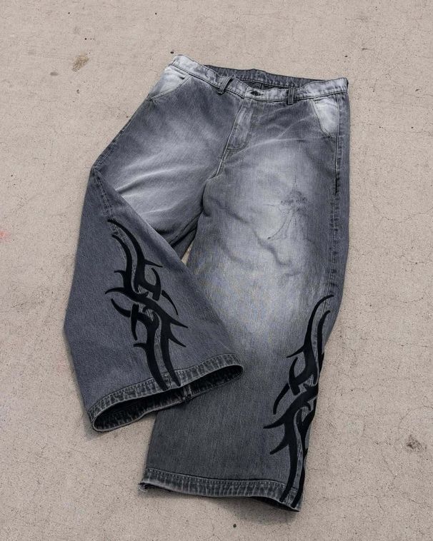Y2K Washed Denim Jeans - Retro Wide Leg Streetwear Pants For Men & Women, Hip Hop Baggy Trousers With Distressed Details_mkmklike.com