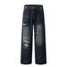 Men's Clothing Jeans For Men And Women Washed And Distressed Loose Wasteland Style Straight Pants_mkmklike.com