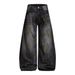 Wasteland Style Vintage Wide-Leg Jeans For Men Loose Niche Trend Faded Washed Dirty Casual Pants_mkmklike.com