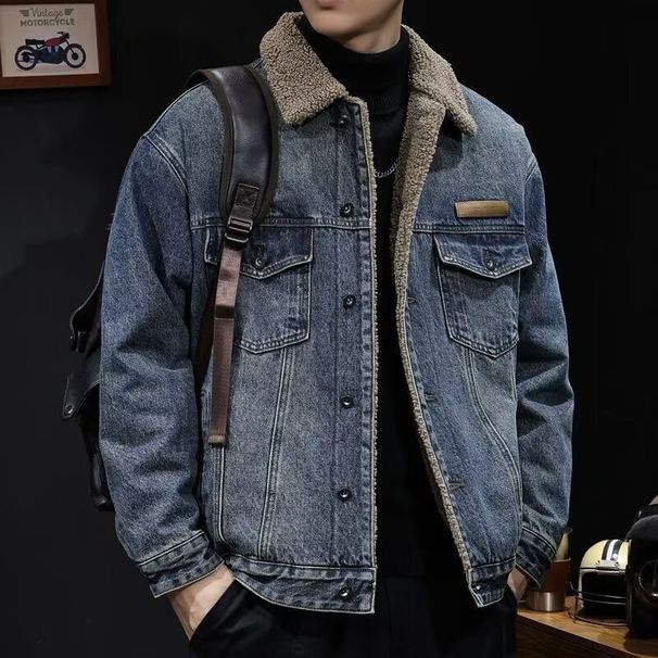 2025 Autumn And Winter New Denim Jacket Trendy Brand New Velvet Thickened Retro Loose Jacket Men's Coat_mkmklike.com