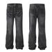 Men's Clothing Retro High Street Lightning Crack Washed Jeans Old Cat Whisker Loose Flared Pants Jeans_mkmklike.com