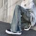 Nordmann American Retro Yellow Mud Workwear Jeans For Men Spring Design Sense Niche High Street Trendy Brand Flared Pants_mkmklike.com
