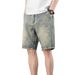 Men's Summer Denim Shorts Trendy Thin Straight Leg 5/6 Length Casual Mid-Length Japanese Style Loose Fit _mkmklike.com